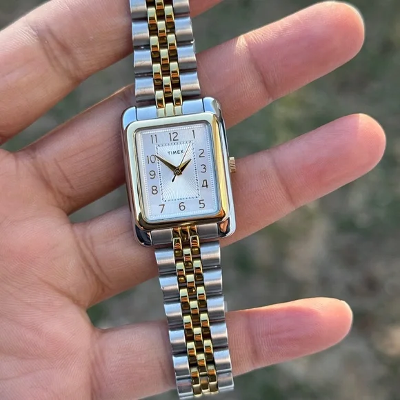 Timex Silver and Gold Rectangular Women's Addison 25mm Watch - Picture 9 of 10